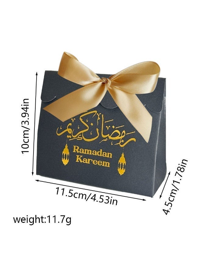10 PCS Ramadan Kareem Gift Bags with Satin Ribbon, Islamic Eid Mubarak Treat Boxes, Small Goody Candy Bags,DIY Muslim Party Favors for Dates, Jewelry & Sweets Decoration - Image 2